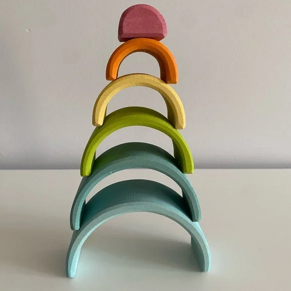 Grimms Wooden Montessori Small Pastel Rainbow - Picture 3 of 3